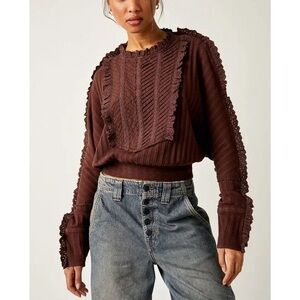 Free People Brown Burgundy Women's Top Sz XL NWT